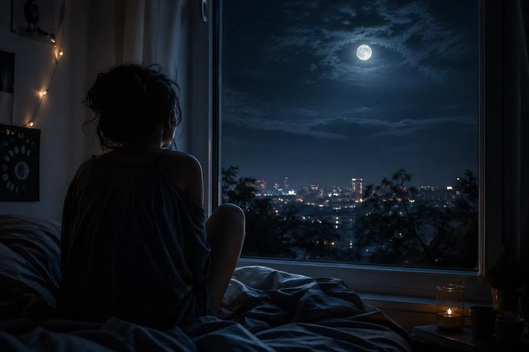 woman checking out the stars